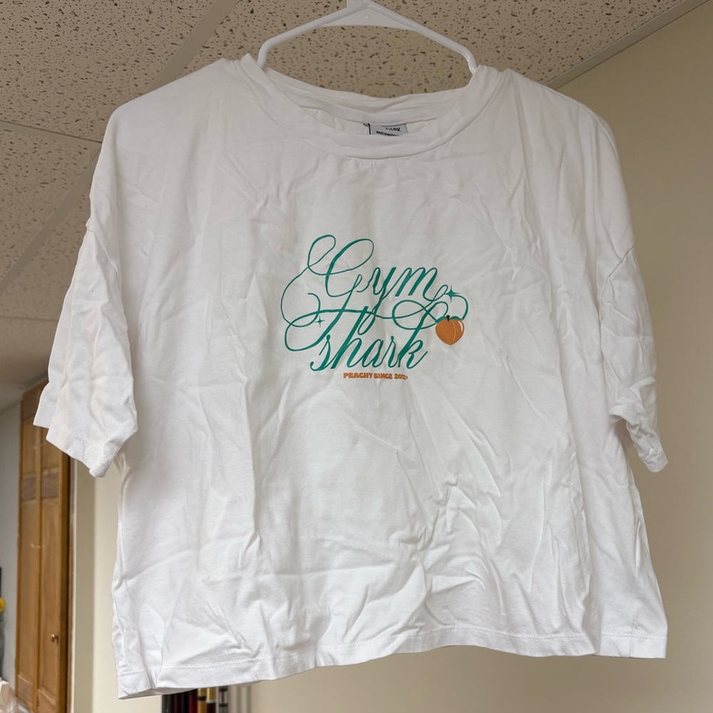 Gymshark White Tee with Teal Graphic